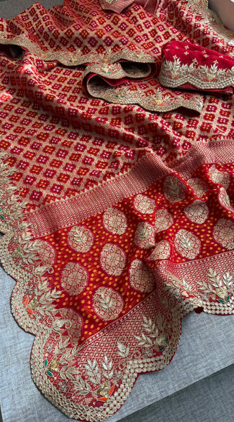 Munga Banarasi Silk Saree with Pearl, Resham & Kutdana