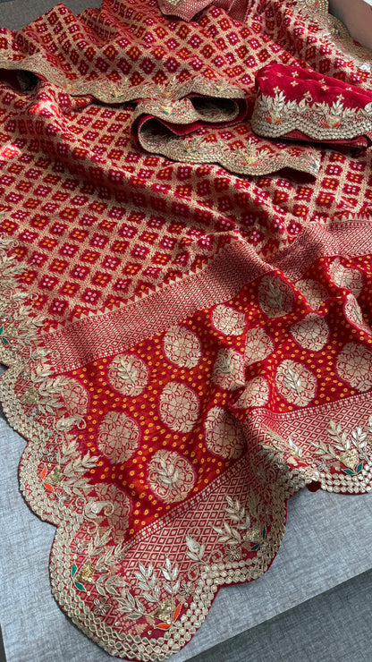 Munga Banarasi Silk Saree with Pearl, Resham & Kutdana