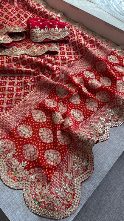 Munga Banarasi Silk Saree with Pearl, Resham & Kutdana