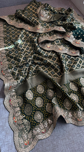 Munga Silk Banarasi Saree with Pearl, Resham & Kutdana