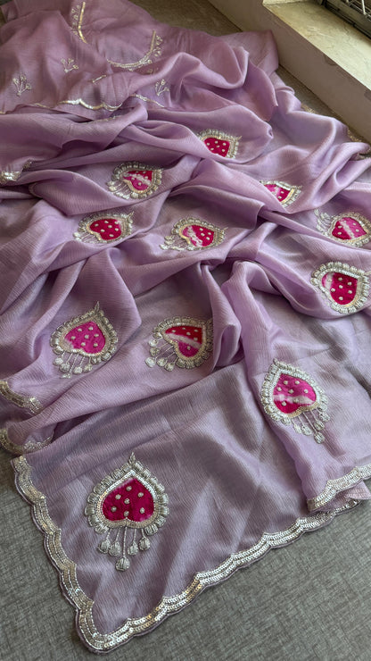 Tissue Handloom Banarasi Silk Saree with Pearl & Gotapatti