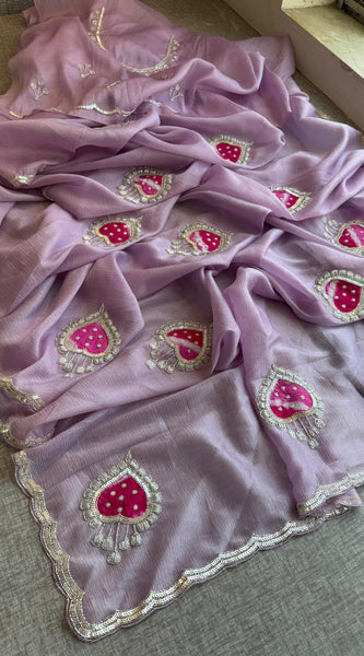 Tissue Handloom Banarasi Silk Saree with Pearl & Gotapatti