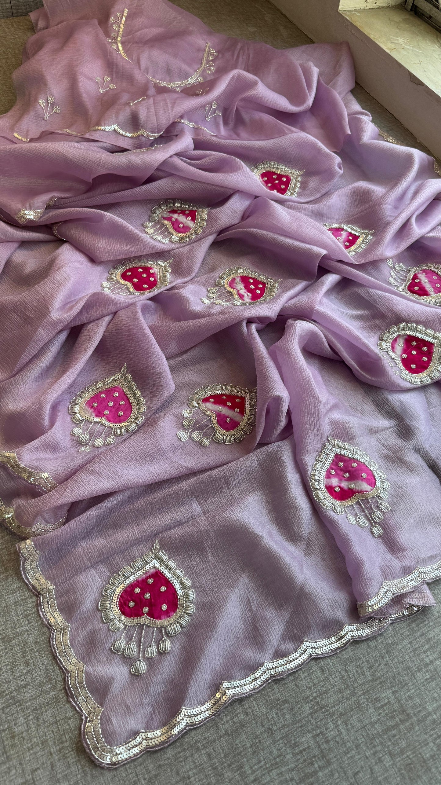 Tissue Handloom Banarasi Silk Saree with Pearl & Gotapatti