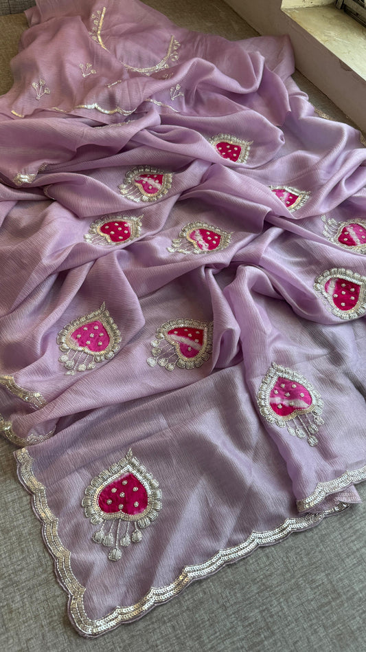 Tissue Handloom Banarasi Silk Saree with Pearl & Gotapatti