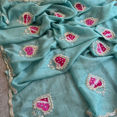 Tissue Handloom Banarasi Silk Saree with Pearl & Gotapatti