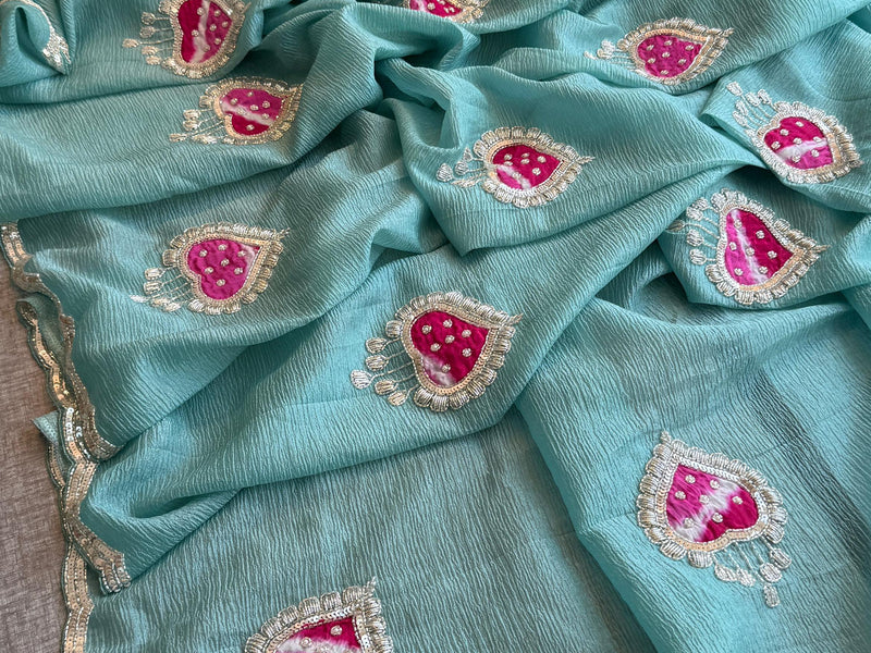 Tissue Handloom Banarasi Silk Saree with Pearl & Gotapatti