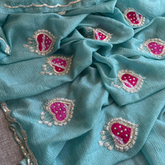 Tissue Handloom Banarasi Silk Saree with Pearl & Gotapatti