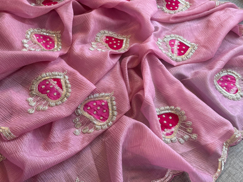 Tissue Handloom Banarasi Silk Saree with Pearl & Gotapatti