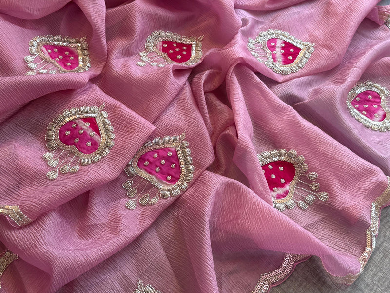 Tissue Handloom Banarasi Silk Saree with Pearl & Gotapatti