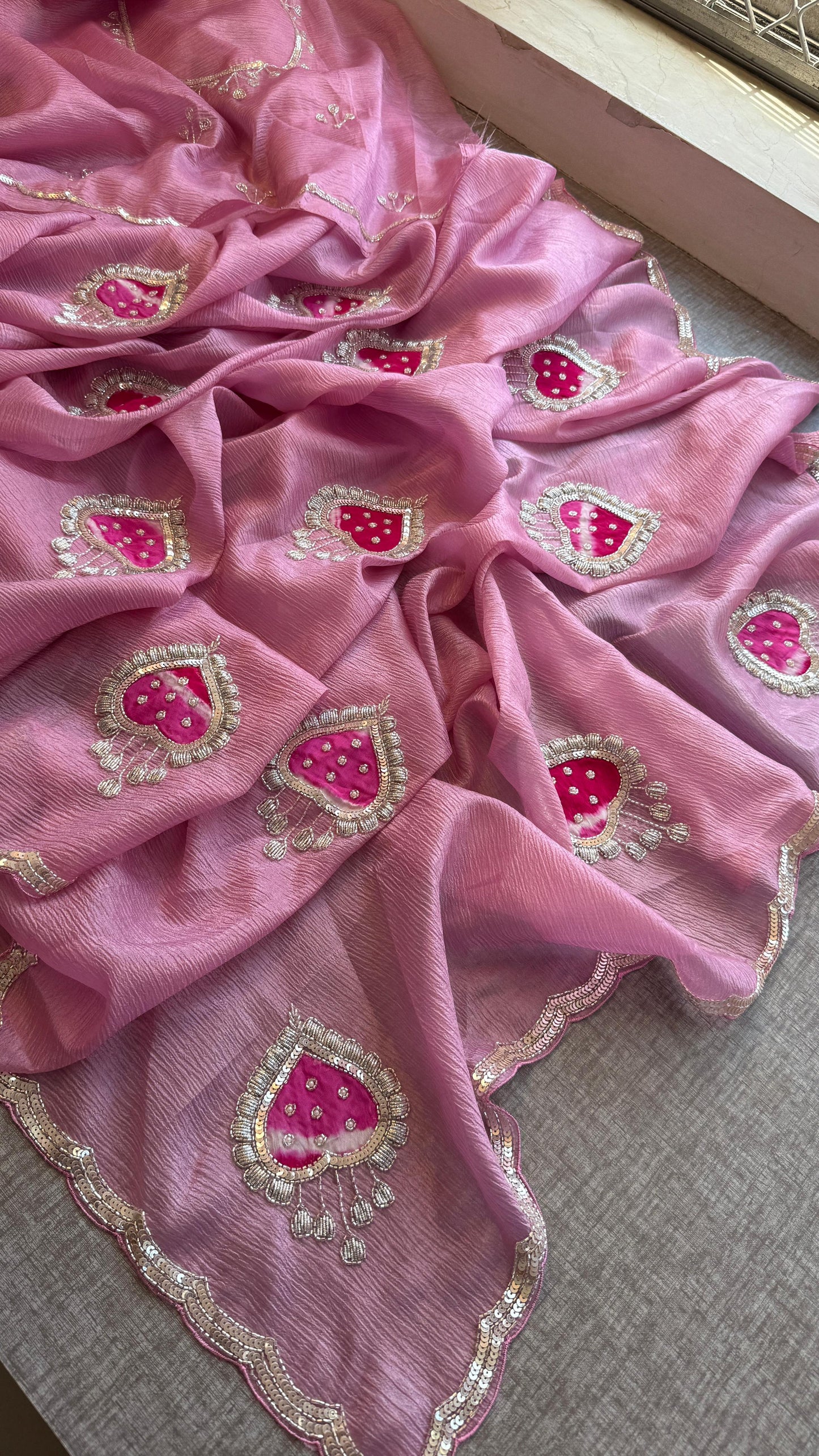 Tissue Handloom Banarasi Silk Saree with Pearl & Gotapatti
