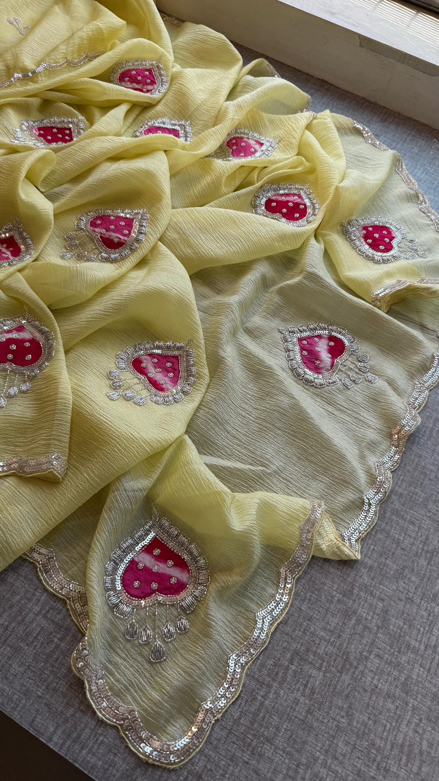 Tissue Handloom Banarasi Silk Saree with Pearl & Gotapatti