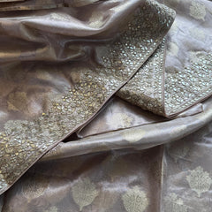 Tissue Handloom Banarasi Silk Saree with Pearl & Gotapatti