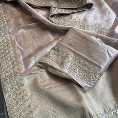 Tissue Handloom Banarasi Silk Saree with Pearl & Gotapatti