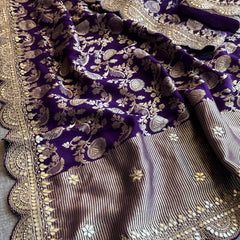 Khaddi Georgette Banarasi Saree with Pearl & Gotapatti Work