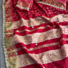 Soft Organza Saree with Pittan & Resham Hand Embroidery