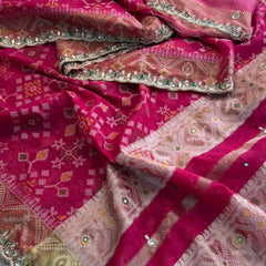 Soft Organza Saree with Pittan & Resham Hand Embroidery