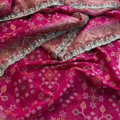 Soft Organza Saree with Pittan & Resham Hand Embroidery