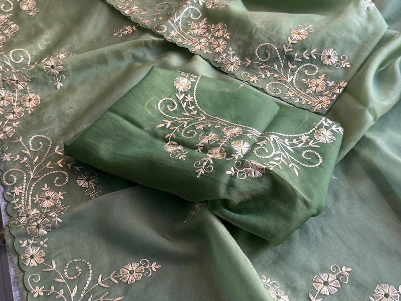 Soft Crepe Silk Saree with Zarkan & Kasab Embellishment