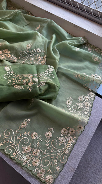 Soft Crepe Silk Saree with Zarkan & Kasab Embellishment