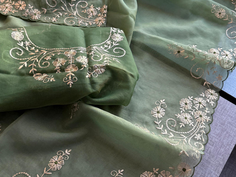 Soft Crepe Silk Saree with Zarkan & Kasab Embellishment