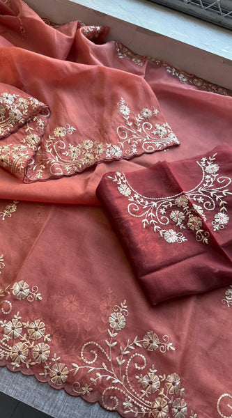Soft Crepe Silk Saree with Zarkan & Kasab Embellishment