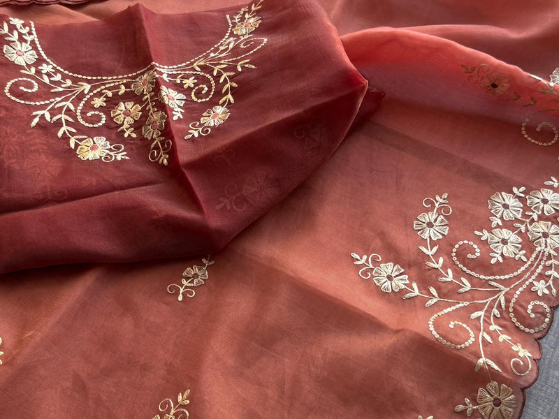 Soft Crepe Silk Saree with Zarkan & Kasab Embellishment