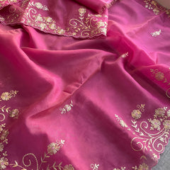 Soft Crepe Silk Saree with Zarkan & Kasab Embellishment
