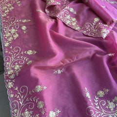 Soft Crepe Silk Saree with Zarkan & Kasab Embellishment