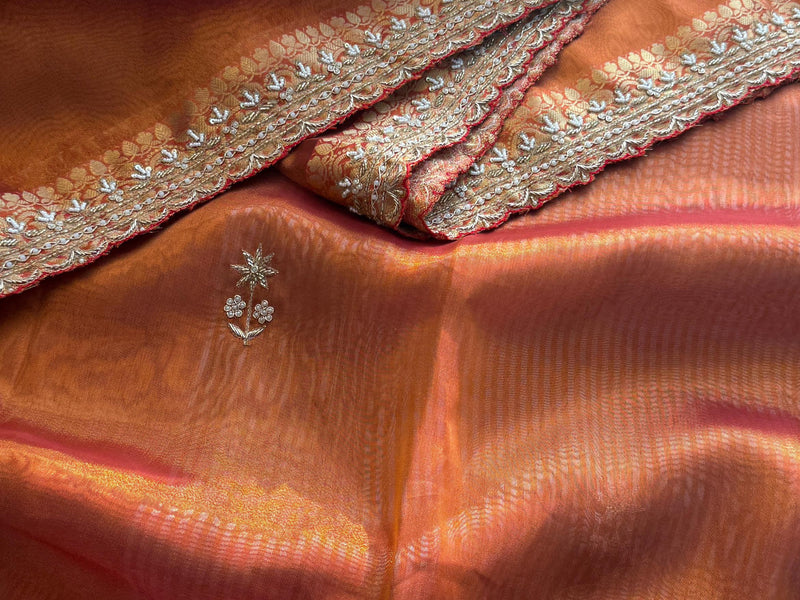 Pure Tissue Banarasi Silk Saree | Zardozi & Kutdana Work