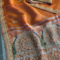 Pure Tissue Banarasi Silk Saree | Zardozi & Kutdana Work