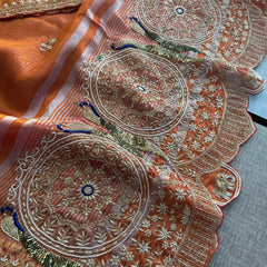 Pure Tissue Banarasi Silk Saree | Zardozi & Kutdana Work