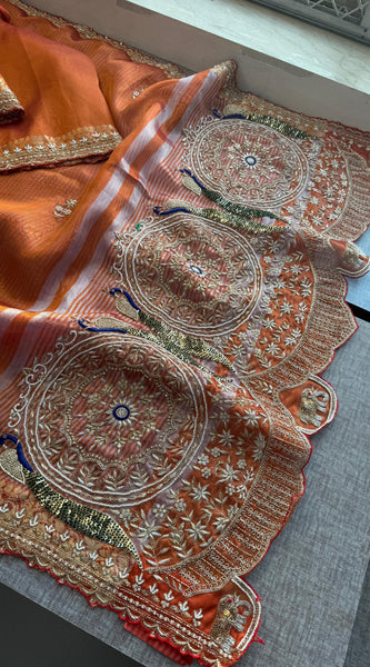 Pure Tissue Banarasi Silk Saree | Zardozi & Kutdana Work