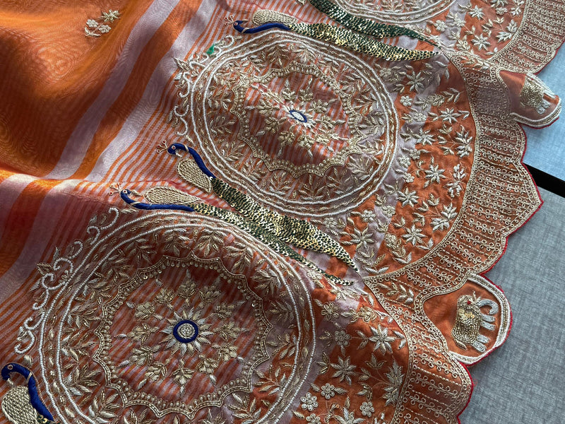 Pure Tissue Banarasi Silk Saree | Zardozi & Kutdana Work