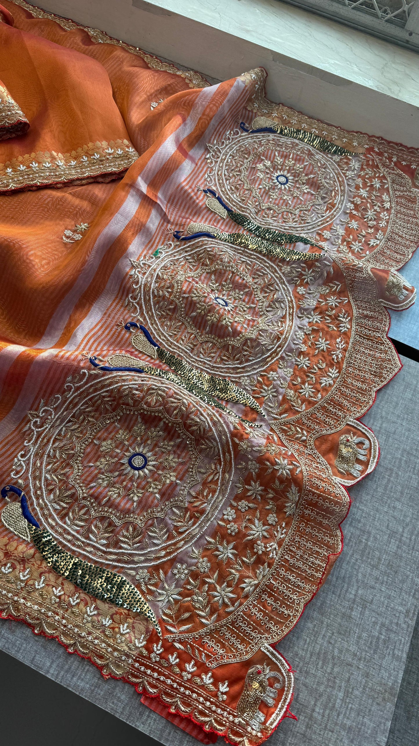 Pure Tissue Banarasi Silk Saree | Zardozi & Kutdana Work