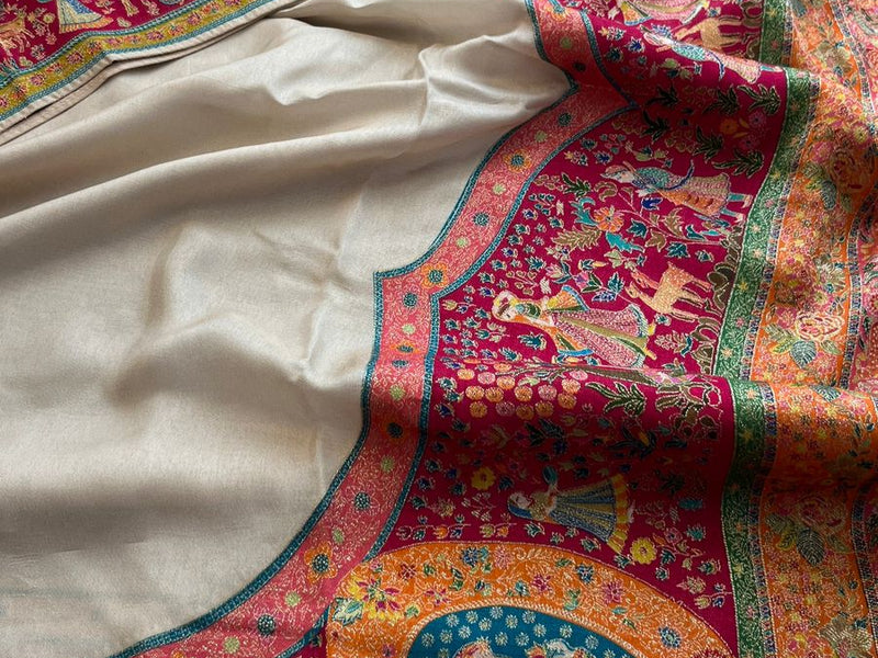 Pure Munga Tussar Silk Saree with Meena Banarasi Weaving