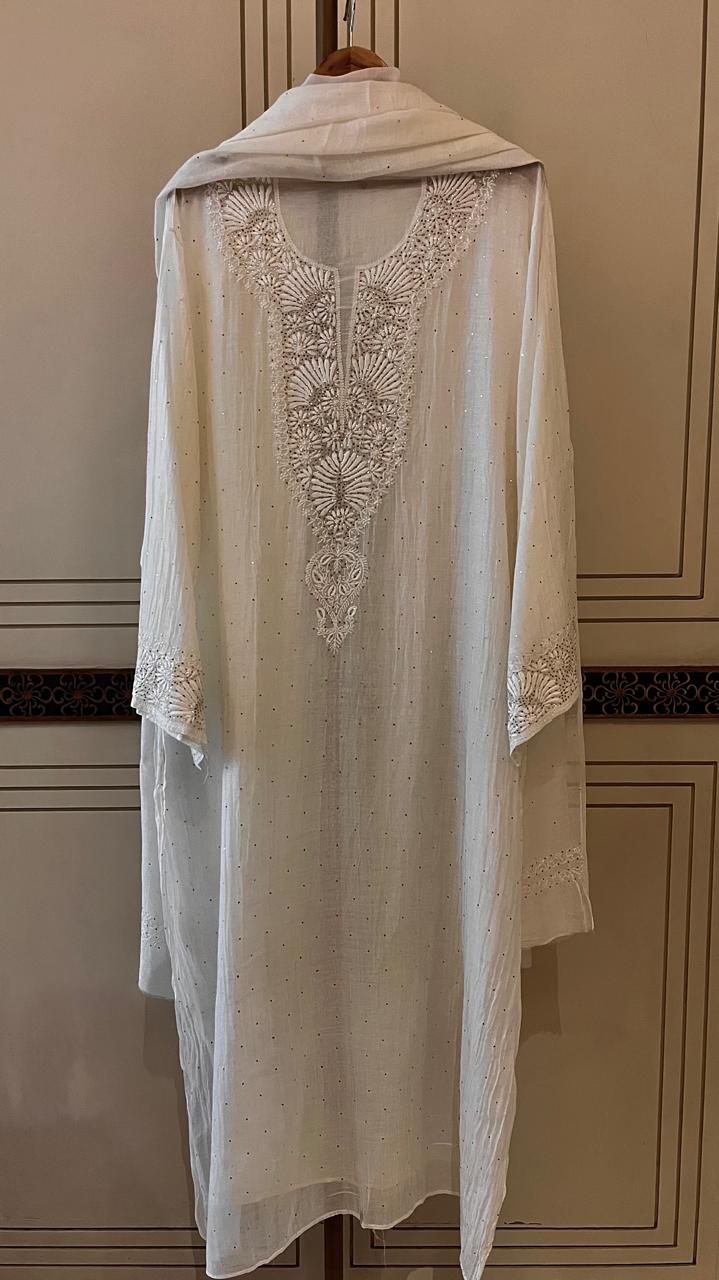 Dyeable Mul Chanderi Kurta Dupatta Set with Elegant Mukaish Work