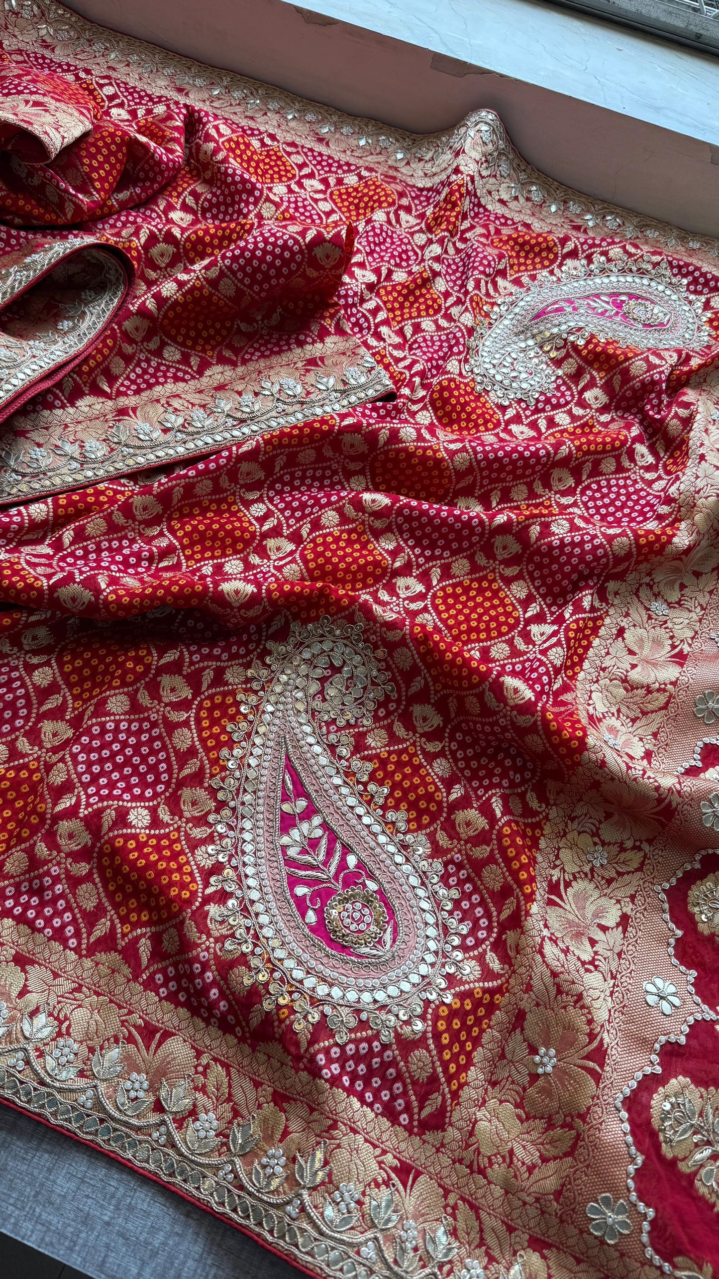 Khaddi Georgette Banarasi Saree with Gotapatti & Pearl Work