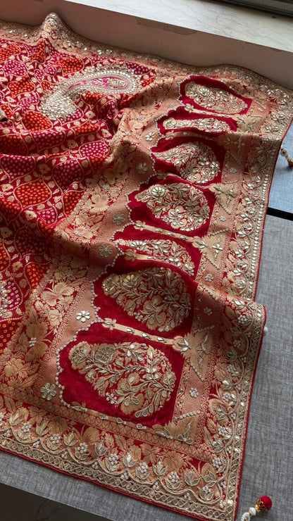 Khaddi Georgette Banarasi Saree with Gotapatti & Pearl Work