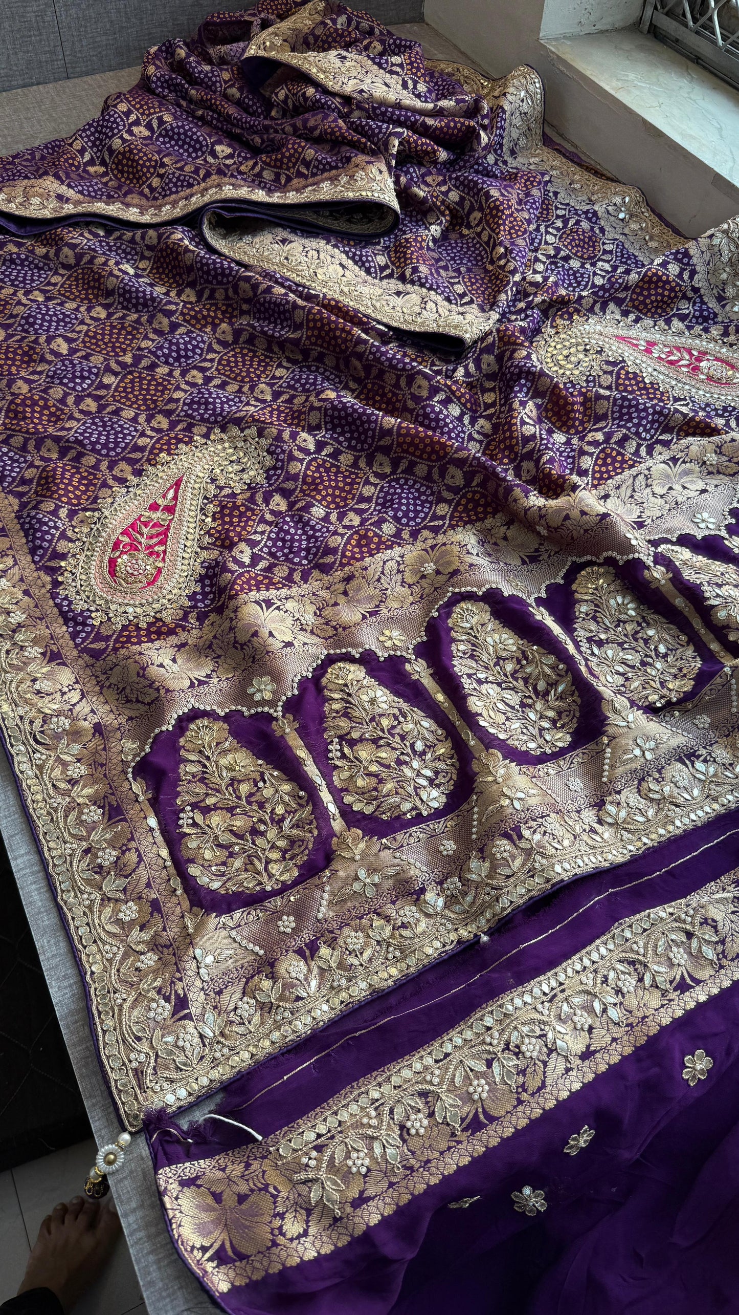 Khaddi Georgette Banarasi Saree with Gotapatti & Pearl Work
