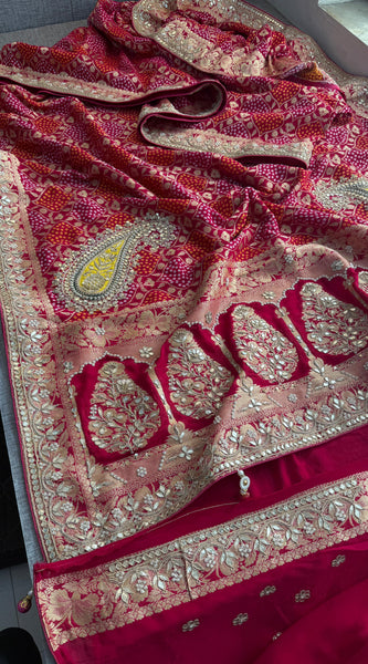 Khaddi Georgette Banarasi Saree with Gotapatti & Pearl Work