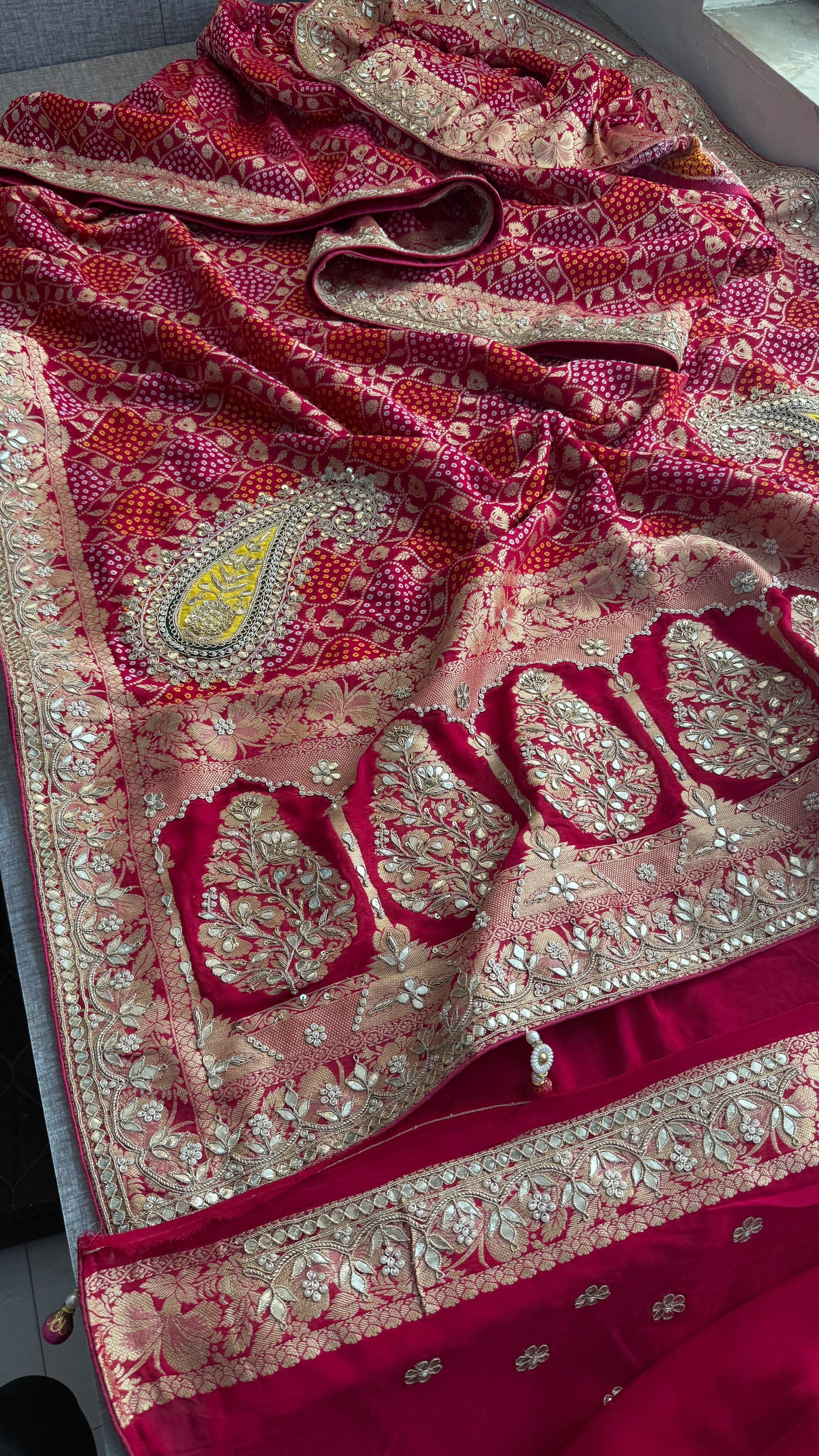 Khaddi Georgette Banarasi Saree with Gotapatti & Pearl Work
