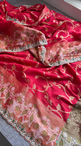 Kora Patola Banarasi Saree with Zardozi & Anchor Work