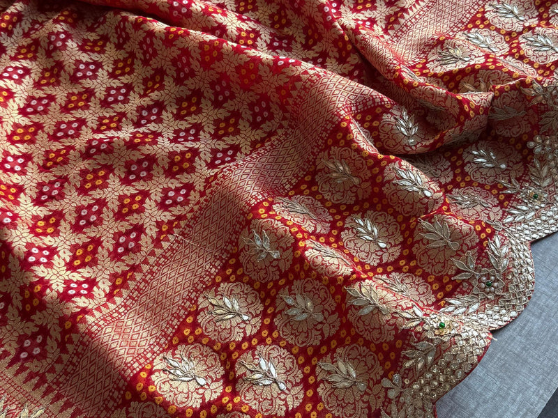 Banarasi Khaddi Georgette Saree with Zardozi & Sequins