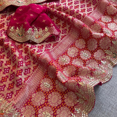 Munga Silk Banarasi Saree with Pearl, Resham & Kutdana