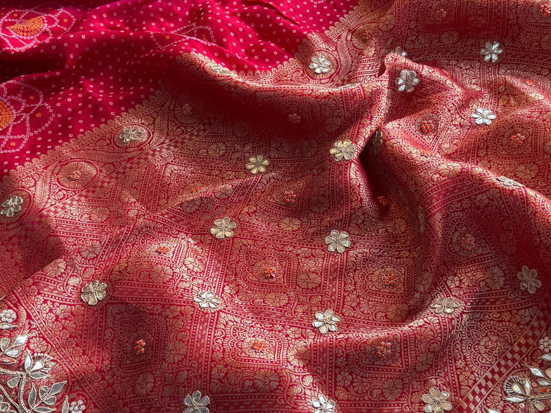 Munga Silk Banarasi Saree with Pearl, Resham & Kutdana