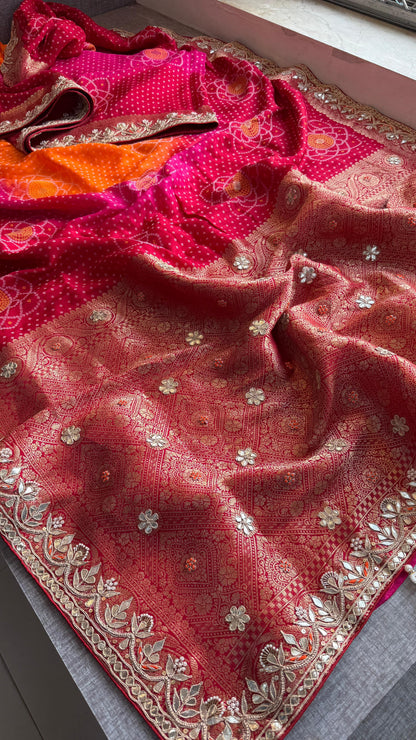 Munga Silk Banarasi Saree with Pearl, Resham & Kutdana