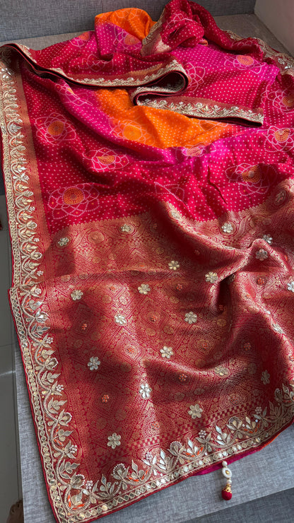 Munga Silk Banarasi Saree with Pearl, Resham & Kutdana
