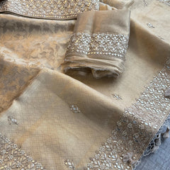 Tissue Handloom Banarasi Silk Saree with Gotapatti & Pearl