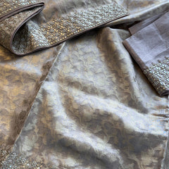 Tissue Handloom Banarasi Silk Saree with Gotapatti & Pearl