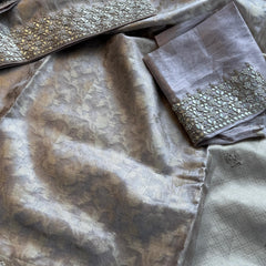 Tissue Handloom Banarasi Silk Saree with Gotapatti & Pearl